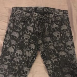 Rude skull print skinny jeans- they run small.